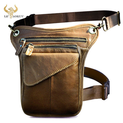 Real Leather Casual Shoulder Messenger Bag Fashion Waist Belt Pack Drop Leg Bag