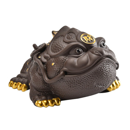 Wealthy Mascot Toad Statue Handmade Tea Pet Table Ornament Decoration Zisha Clay