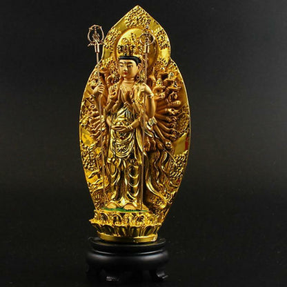 Thousand Hand Guan Yin Bodhisattva Statue Buddhist Altar Luck Figurine Decor