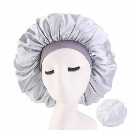 Sleep Night Cap Big Size Beauty Satin Silky Bonnet Head Cover Hat Curly Springy