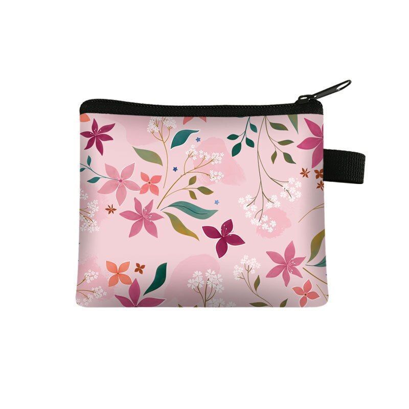 Floral Print 13.5*11 CM Cosmetic Bag Napkin Organizer Coin Card Lipstick Pouches