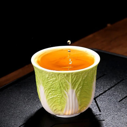 1pc Sheep Fat Jade Cabbage Tea Cup Ceramics Household Tea Tasting Cup