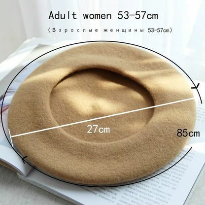 Berets Hat 100% Pure Wool French Artist Women Painter Vintage Warm Walking Cap