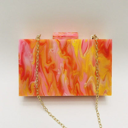 Marble Pearl Evening Handbag Clutch Purses Blue Green Acrylic Bags 18*11*4.5 CM