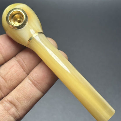 Horn Smoking Pipe Filter Reusable Cleanable Tobacco Holder Brass Bowl Smoke Tool
