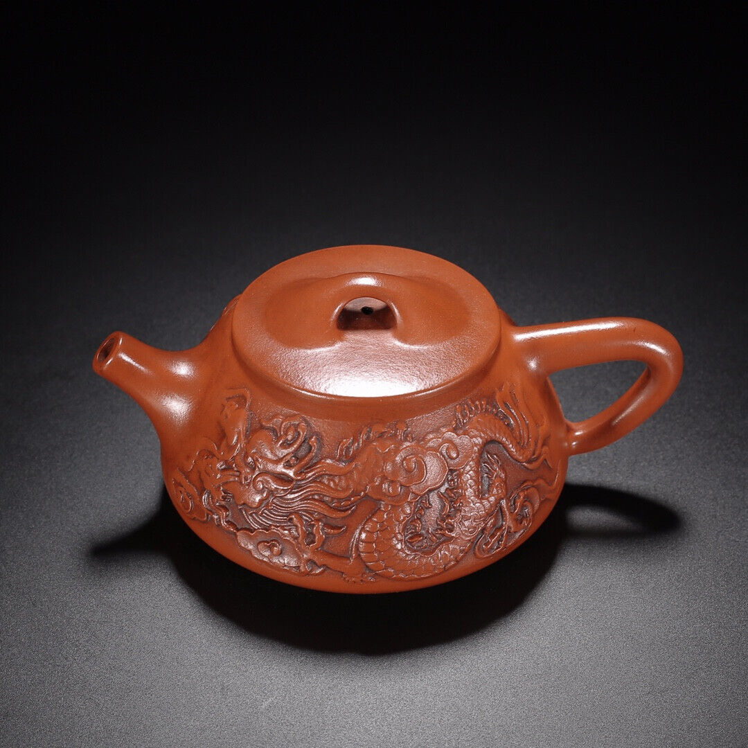 Chinese Yixing Zisha Clay Handmade Exquisite Teapot （双龙石瓢 底款：周桂珍）