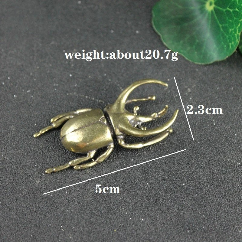 Solid Brass Insect Trypoxylus Figurines Miniatures Tea Pet Beetle Crafts