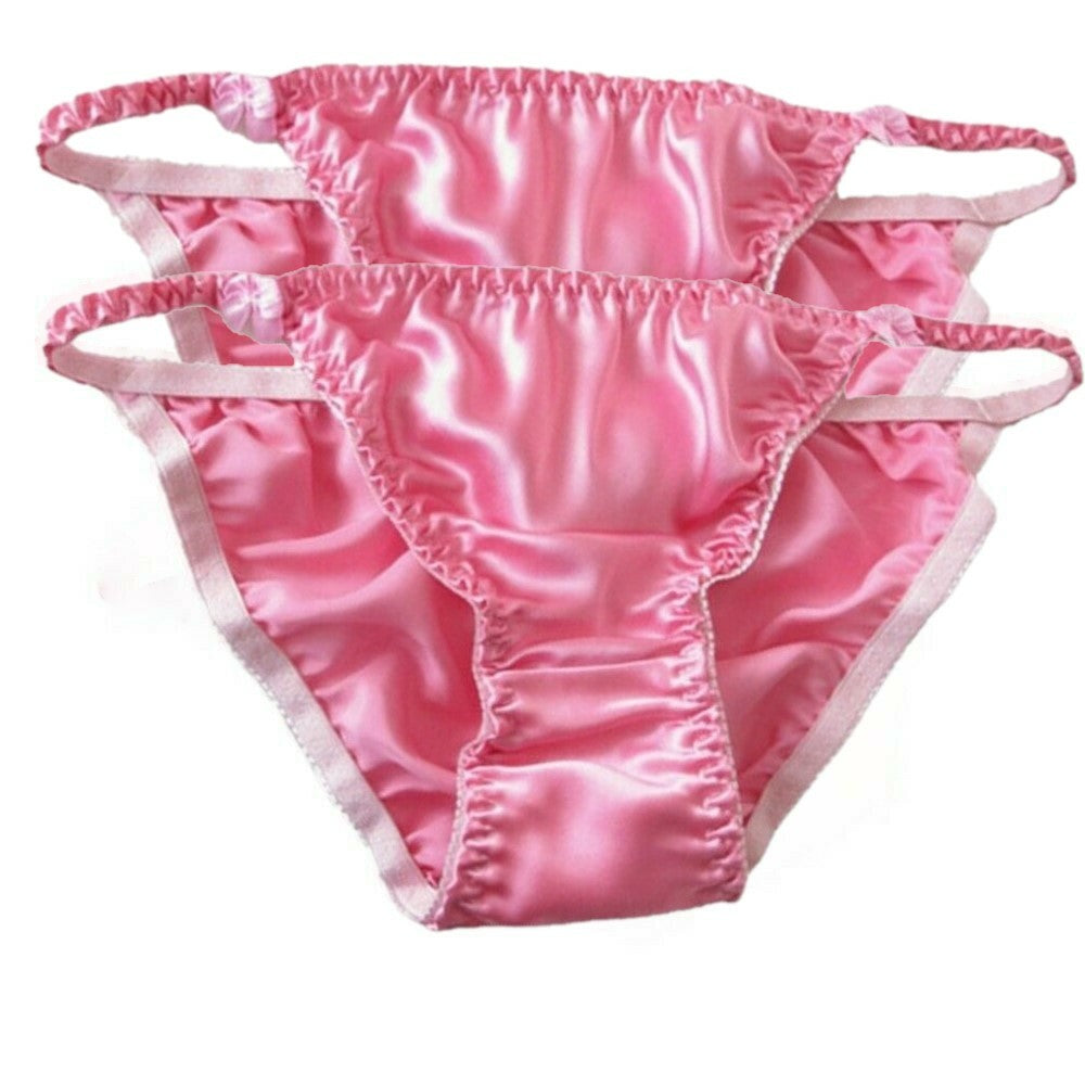 2pack Womens 100% Silk Low-Rise Bikinis Knickers Underwear Cheeky Hipster Briefs