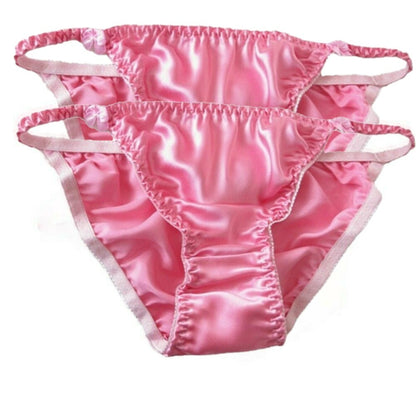 2pack Womens 100% Silk Low-Rise Bikinis Knickers Underwear Cheeky Hipster Briefs
