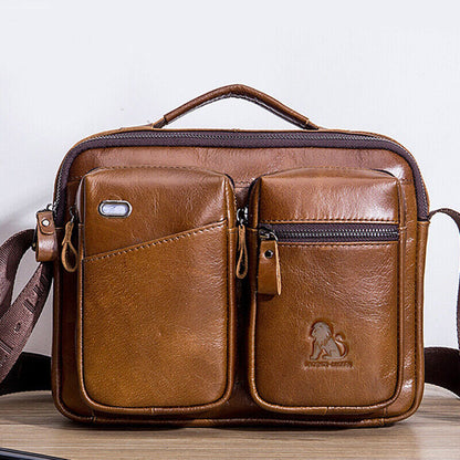 100% Genuine Leather Men's CrossBody Bag 11" Sling Shoulder Bag Business Handbag