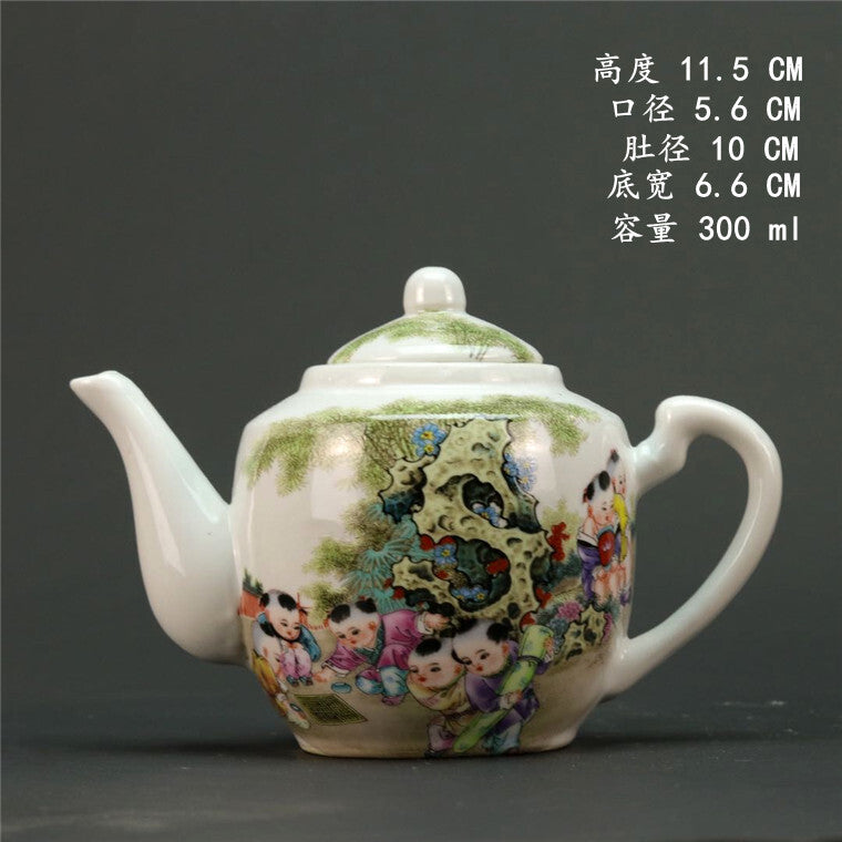 Jingdezhen Pink Character Child Picture Tea Pot