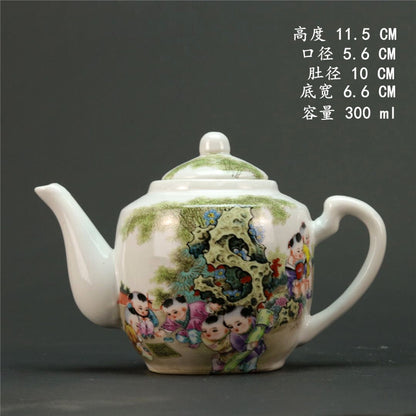 Jingdezhen Pink Character Child Picture Tea Pot