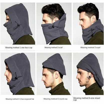 Winter Hat Thermal Fleece Balaclava Hat Hooded Neck Warmer Hiking Scarves Masks