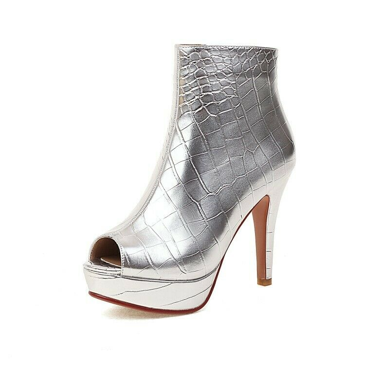 Women's Shoes Stiletto Peep Toe Zipper Platforms Fashion Ankle Boots Sandal Boot