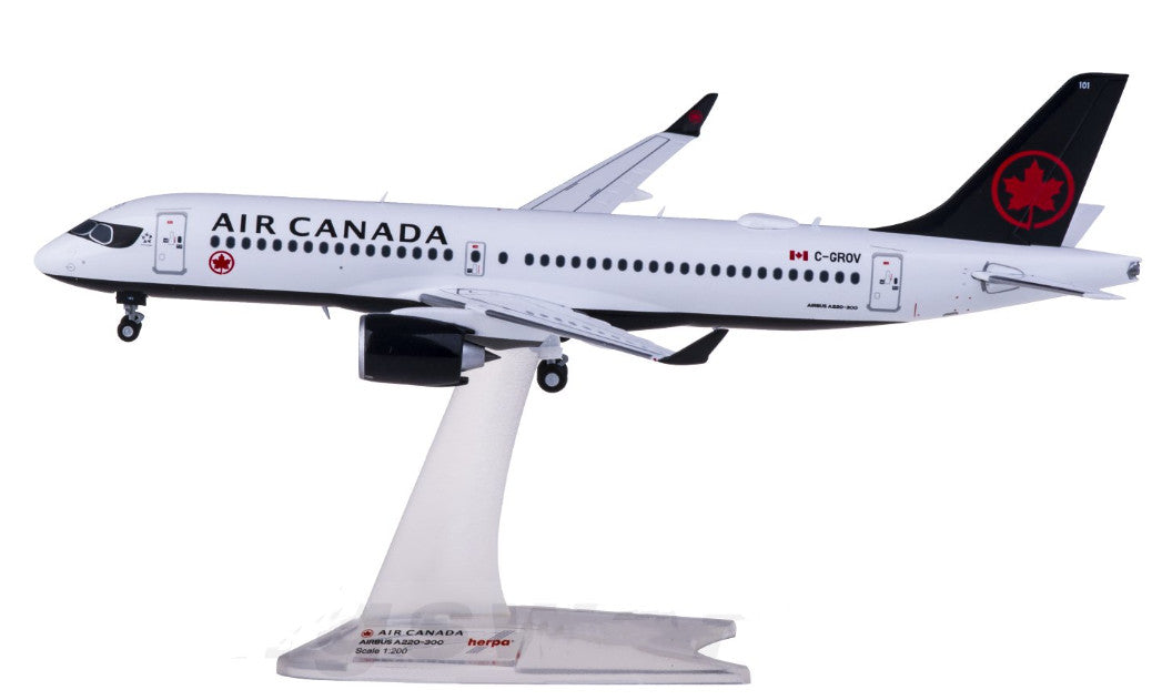 1:200 Herpa AIR CANADA AIRBUS A220-300 Passenger Airplane Diecast Aircraft Model