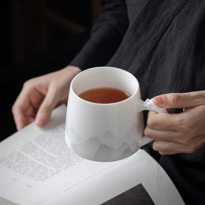 Dehua White Porcelain Tea Cup Ceramic Tea Cup Lid for Separating Tea and Water