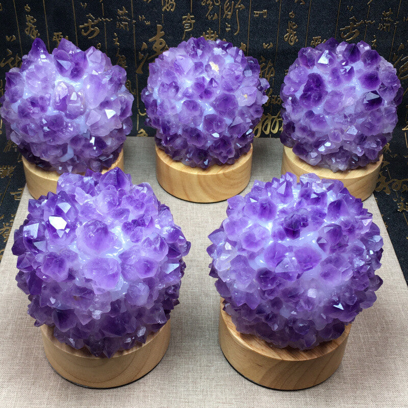 1PC Natural Amethyst light lamp Geode Quartz Cluster Crystal Healing