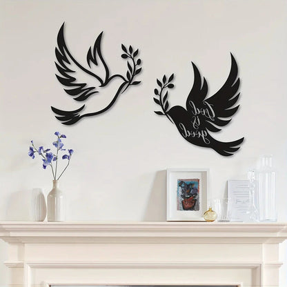 1pc Dove Of Peace Olive Branch Metal Wall Art – Olive Branches Peace white Dove