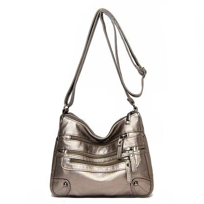 Women's Soft Leather Shoulder Bags Multi-Layer Crossbody Bag Handbag