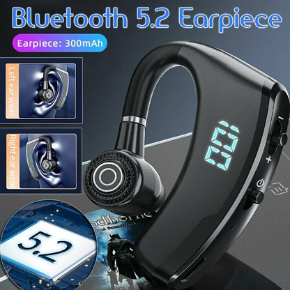 Wireless Bluetooth 5.2 Earpiece Driving Trucker Headset Earbuds Noise Cancelling