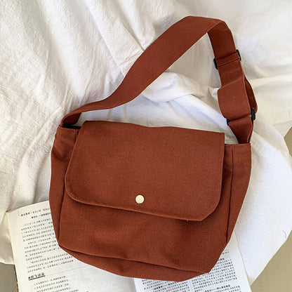 Canvas Handbag Messenger Bag Large Capacity Solid Color Shoulder Bag Simple