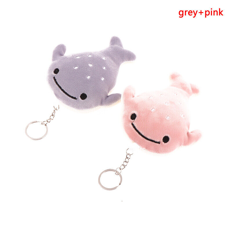2Pcs Cute Cartoon Shark Plush Dolls Soft Stuffed Animal Keychain Bag Pendant