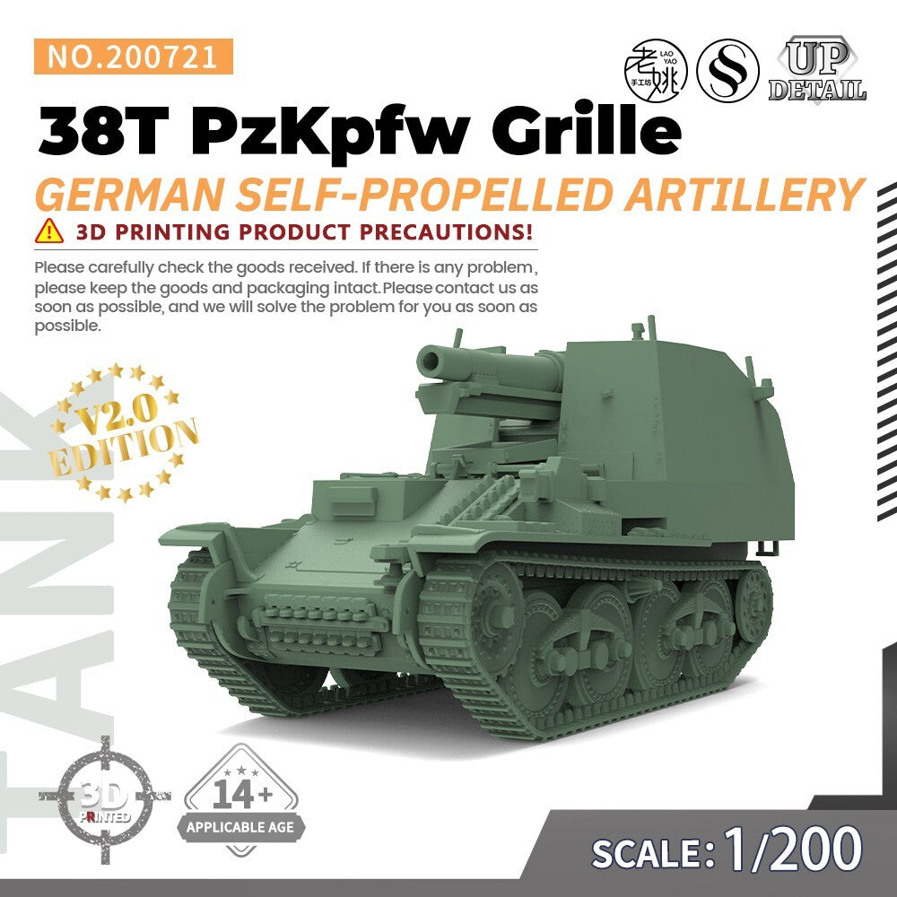 1/200 Military Model Kit German 38T PzKpfw Grille Self-propelled Artillery