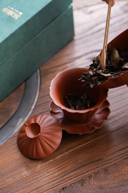 130cc 中国宜兴 手工制作 Zisha GaiWan Zhu Clay 茶杯 Gongfu 盖碗-