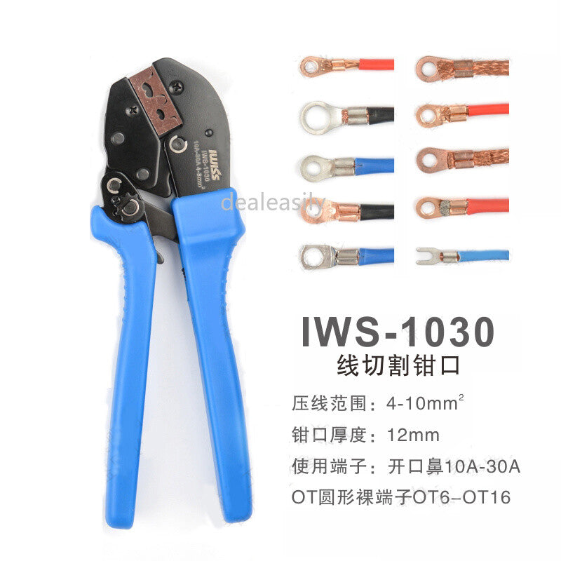 IWISS IWS-1030 Wire Clamp Pliers Wire Terminal Crimping Pliers Tool 4-10mm2