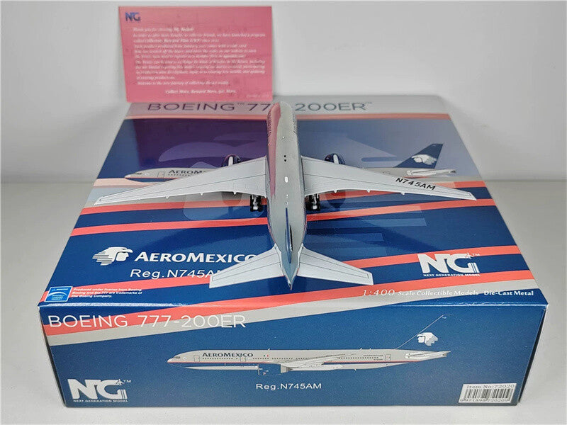 NG Model AEROMEXICO for Boeing B777-200ER N745AM Polishing 1:400 plane Pre-built