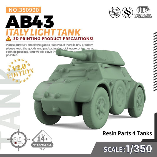 SSMODEL SS350990 1/350 Military Model Kit Italy AB43 Light Tank