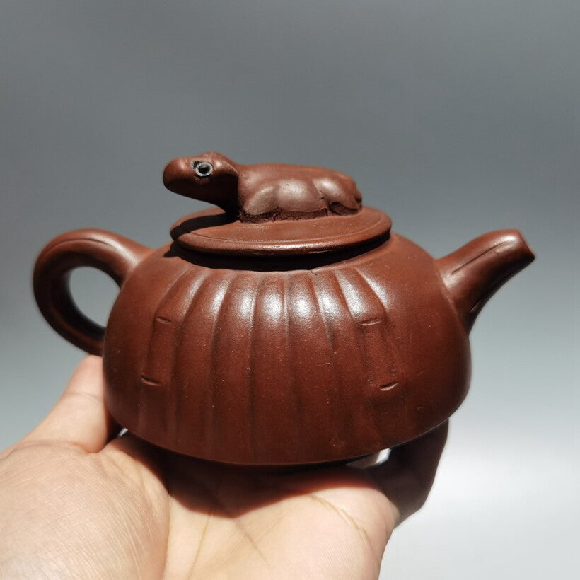 Chinese old Yixing Clay Teapot handmade Ox bull lid Purple sand Teapot