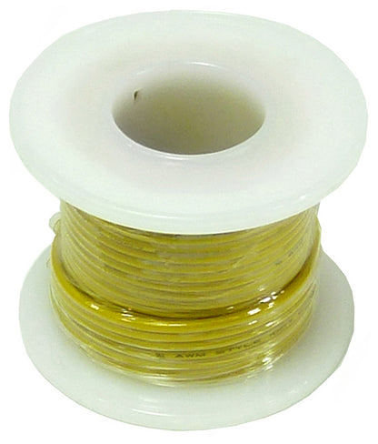 25 Feet Yellow 22 Gauge Stranded Hook-Up Wire, Tinned Copper, PVC Insulation