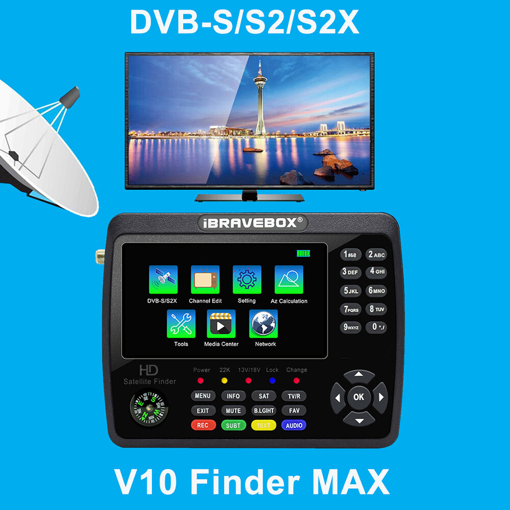 iBRAVEBOX V10 Finder TV Signal Finder -S//S2X H.265 Digital H8O0 Finder Max