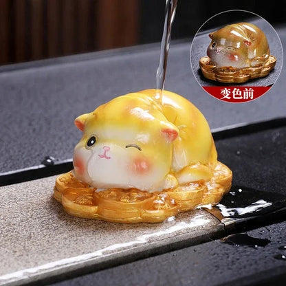Colorable Tea Pet Cartoon Cat Creative Home Furnishings Tea Play Decoration