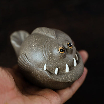 Purple Clay Puffer Fish Teapet Tea Animals from Yixing