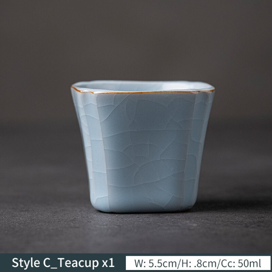 Square Ceramic Teacup Porcelain Tea Cup 50ml