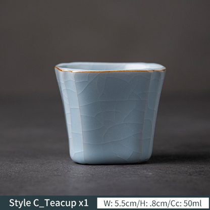 Square Ceramic Teacup Porcelain Tea Cup 50ml