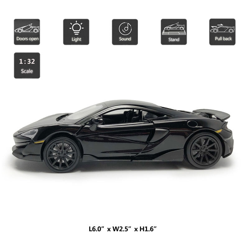 1/32 McLaren 600LT Model Car Diecast Toy Cars Boys Toys for Kids Gifts Black