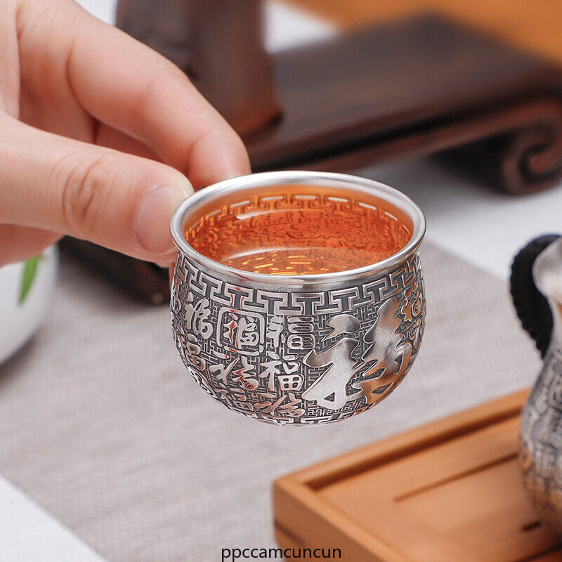 999 Sterling Silver Tea Cup With Handle Certificate Paper Health Care Handmade