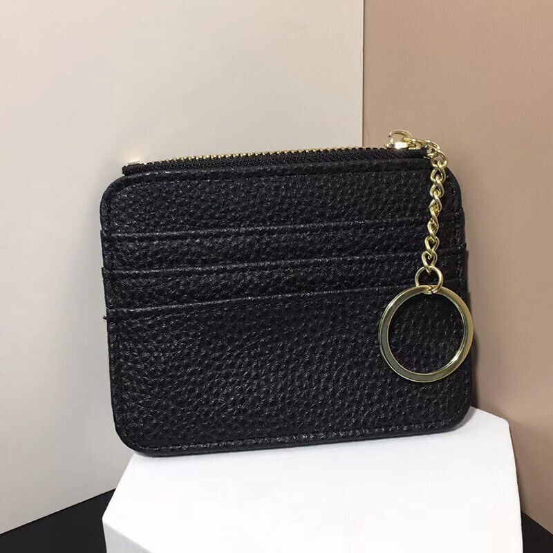 PU Leather Zipper Card Bag ID Card Slot Card Bag Coin Purse Card Case Portable