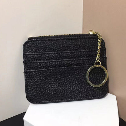 PU Leather Zipper Card Bag ID Card Slot Card Bag Coin Purse Card Case Portable