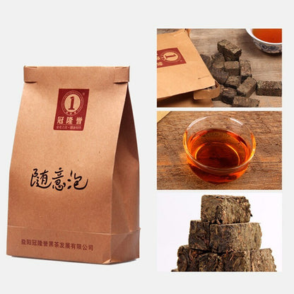 Aged Anhua Dark Tea 2016 Instant Hey Cha Mini Fu Zhuan Golden Flower Tea 200g