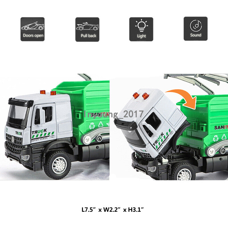 Garbage Truck Toys for Boys Diecast Vehicle Model Toy Car with Light Sound