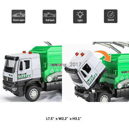 Garbage Truck Toys for Boys Diecast Vehicle Model Toy Car with Light Sound