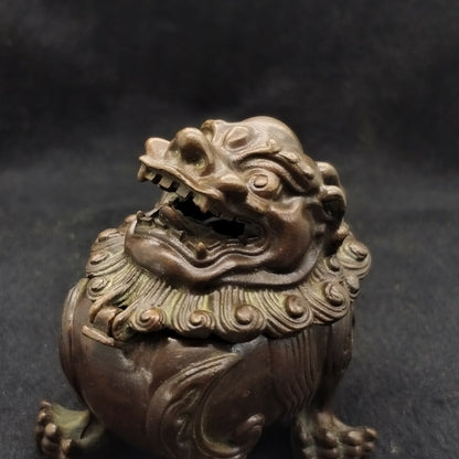 Chinese Bronze Lion Figure Statue Tea Pet Incense Burner Buddha Statue