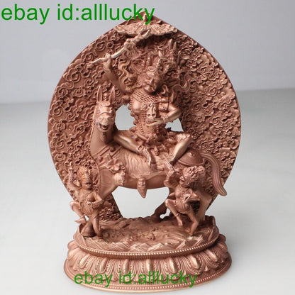 10cm Exquisite Red Copper Carving Tibet Buddhism Palden Lhamo Statue
