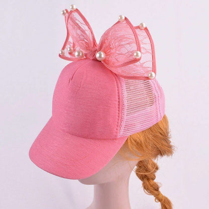 Baby Hats Spring Summer Girl Baseball Caps Glitter Rabbit Ear Pearl Sun Children