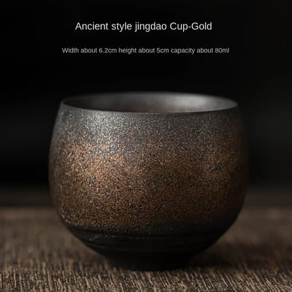 Japanese Style Handmade Stoneware Tea Cup Kung Fu Tea Set Ancient Style Cup