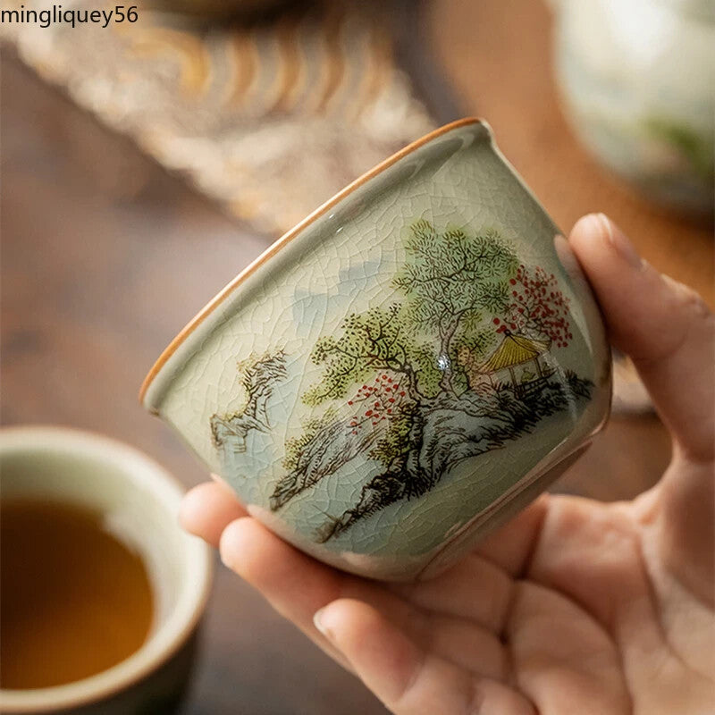 145 ml Landscape Chinese Green Tea Cup Ceramic Kung Fu Teacup Ceramic Opening